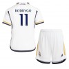 Camiseta Real Madrid Rodrygo Goes #11 Primera Equipación Replica 2023-24 para niños mangas cortas (+ Pantalones cortos)